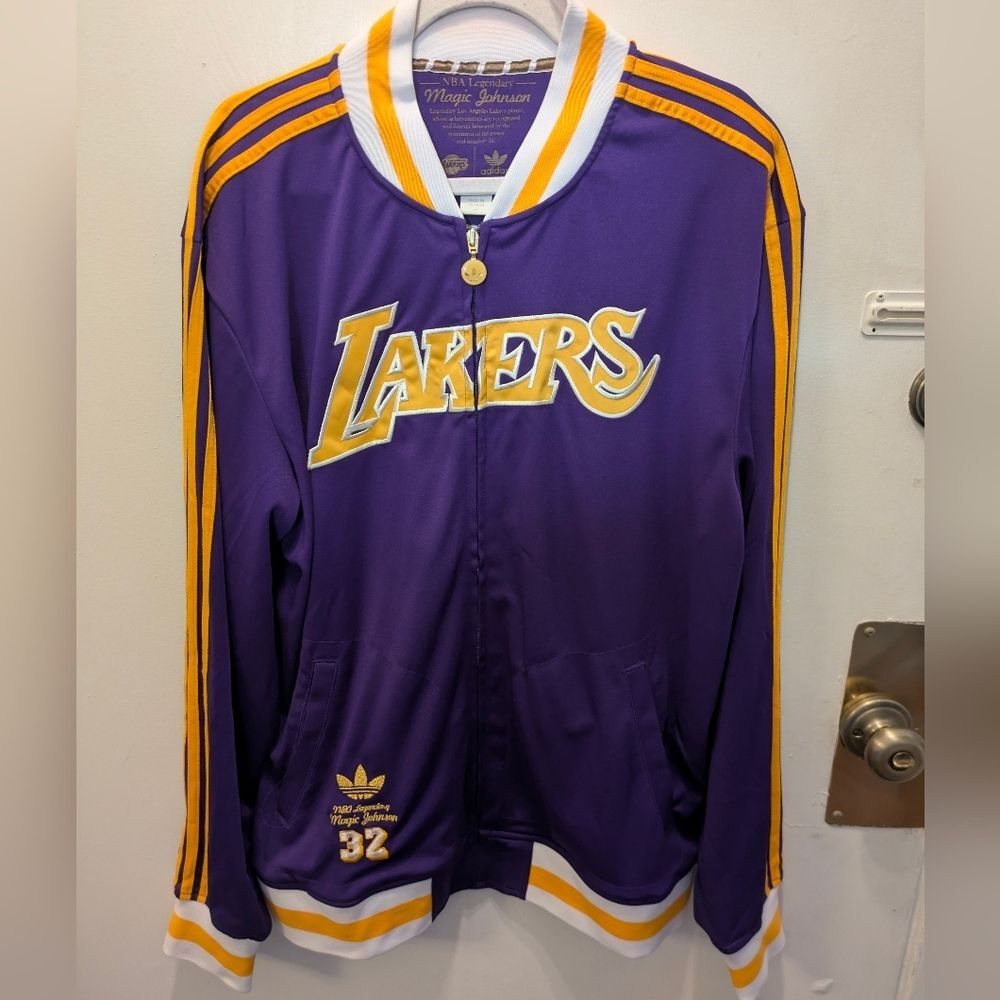 Adidas LA Lakers Track Jacket Men XL Purple Gold NWT NBA Streetwear Collector